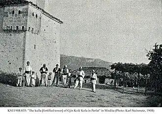 Kulla (fortified tower house) in Perlat, Mirdita (1908)