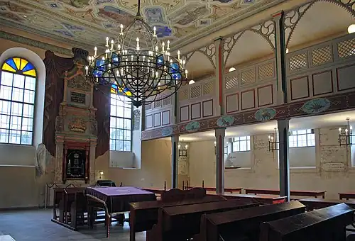 The synagogue interior and Torah ark (Aron ha-Kodesh)
