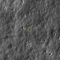 LRO views LADEE at a distance of 9&nbsp;km (5.6&nbsp;mi)