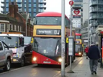 EL1 London Routemaster at a bus stop in Ilford