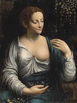 Follower of Leonardo da Vinci, "Flora," 16th century. Oil on panel, 26¾ x 20 in. (68 x 50.8&nbsp;cm). Private collection, St. Petersburg (Christie's Old Master & British Painting Day Sale, London, 4 July 2012, lot 108).
