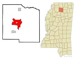 Location of Oxford, Mississippi