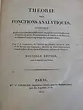 Title page to "Theorie des fonctions analytiques"