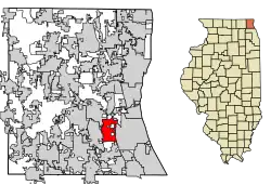 Location of Mettawa in Lake County, Illinois.