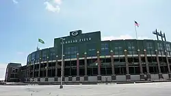 The facade of Lambeau Field