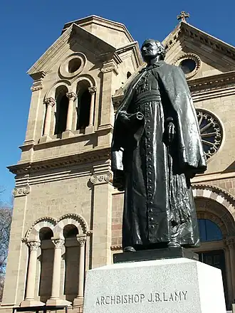 Image 2Bronze statue of Archbishop Lamy in front of St. Francis Cathedral (from History of New Mexico)