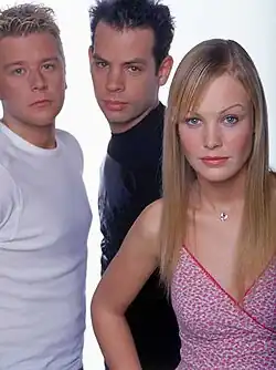 Lasgo in 2001, from left: David Vervoort, Peter Luts, Evi Goffin