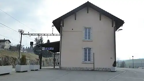 Two-story station building