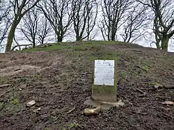 A standard notice (Irish: fógra) at the National Monument.