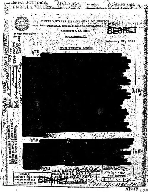 Document with text almost all blacked out, dated 1972.