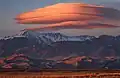 Lenticular cloud over Cleveland Peak at sunset
