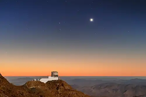 Comet Leonard, the Observatory, the planet Venus, and various stars