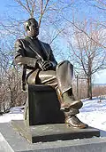 Danek Mozdzenski's Lester B. Pearson sculpture (1989) rests immediately north of the West Block, Parliament Hill, Ottawa, Ontario.