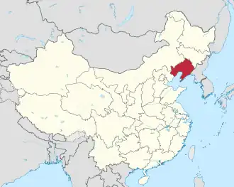 Map showing the location of Liaoning Province