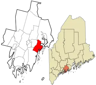 Location in Lincoln County and the state of Maine.
