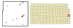 Location within Linn County and Kansas