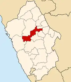 A map highlighting the Peruvian province of Yungay