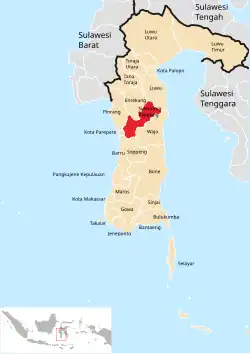 Location within South Sulawesi