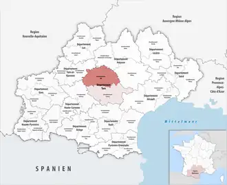 Location within the region Occitanie