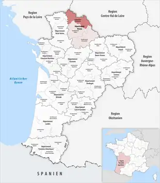 Location within the region Nouvelle-Aquitaine