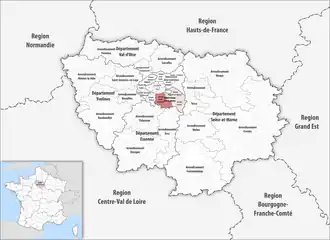 Location within the region Île-de-France