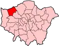 Location of the London Borough of Harrow in Greater London