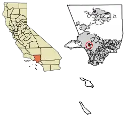 Location within Los Angeles County, California.