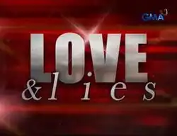 An image with red and black lines. The series title is displayed on the center of the image. The logo of GMA Network is displayed on the upper right side of the image.