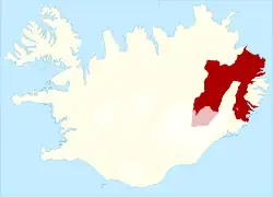 Location of the Municipality of Múlaþing