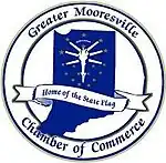 Variant of the Mooresville Chamber of Commerce seal utilizing the same torch and stars as on the Mooresville seal.[11]