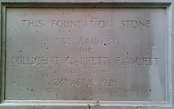 Foundation stone, Millicent Fawcett Hall, Westminster