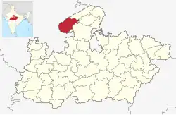 Location of Sheopur district in Madhya Pradesh
