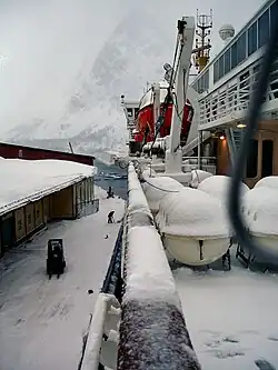 The Hurtigruten ship MS&nbsp;Narvik docked in Øksfjord