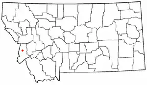Location of the Bitterroot Valley within Montana.