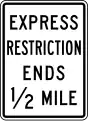 R3-42c Express restriction ends (distance) (post-mounted)