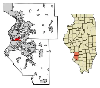 Location in St. Clair and Madison counties, Illinois
