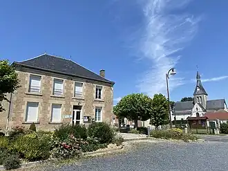 The town hall and the church in Saint-Remy-sur-Bussy