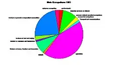 A Pie Chart to Show the Employment Structure for Males Living in Dunstall in 1881