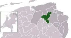 Highlighted position of Groningen in a municipal map of Groningen