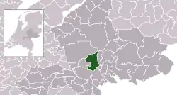 Highlighted position of Arnhem in a municipal map of Gelderland