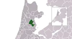Highlighted position of Purmerend in a municipal map of North Holland