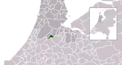 Highlighted position of Uithoorn in a municipal map of North Holland