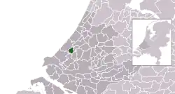 Highlighted position of Rijswijk in a municipal map of South Holland