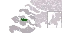 Highlighted position of Goes in a municipal map of Zeeland