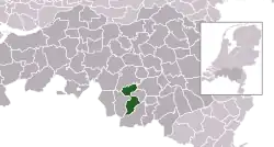 Highlighted position of Eersel in a municipal map of North Brabant