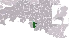 Highlighted position of Bladel in a municipal map of North Brabant