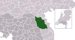 Highlighted position of Land van Cuijk in a municipal map of North Brabant