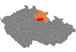 Location in the Hradec Králové Region within the Czech Republic