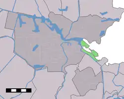 Location of IJburg (green) in Amsterdam