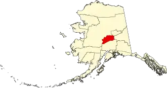 Map of Alaska highlighting Denali Borough
